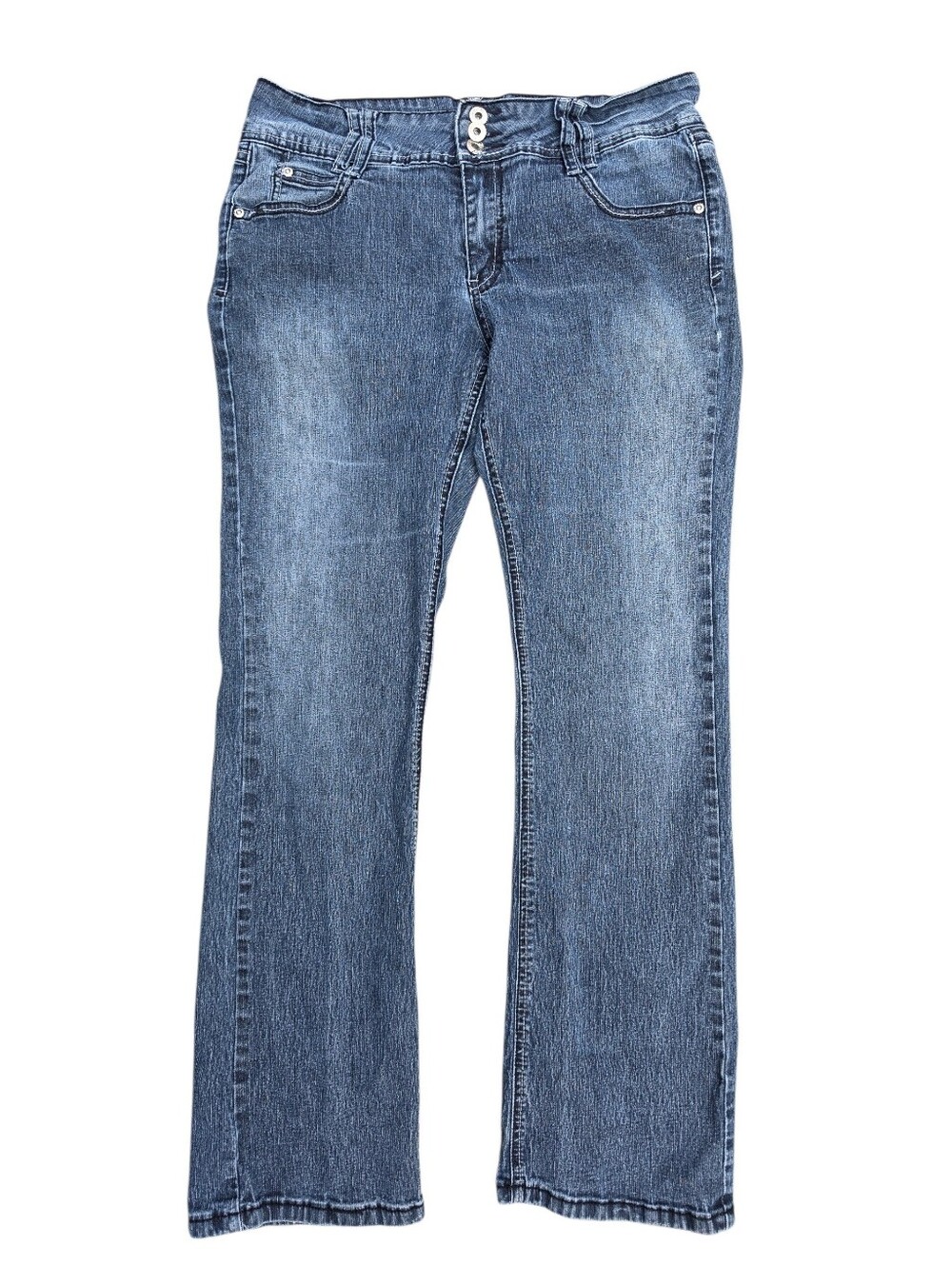 Angels Jeans Embroidered Flap Pocket Bootcut Blue Denim Jeans Size 10